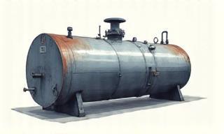 Illustration of an older industrial boiler model.